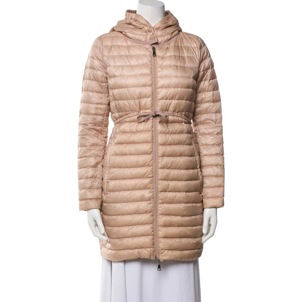 Moncler Beige Quilted Hooded Puffer Coat